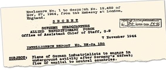 Außergewöhnliche Enthüllungen: Der Bericht des Roten Hauses von 1944, in dem „Pläne deutscher Industrieller, sich an Untergrundaktivitäten zu beteiligen“ detailliert beschrieben werden.